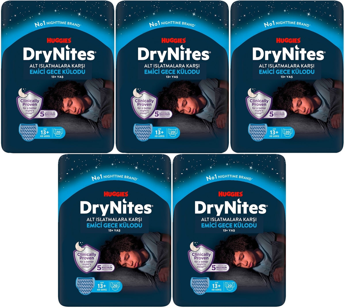 Drynites Emici Gece Külodu/Külot Bez Erkek 13+ Yaş (48-60KG) X Large 100 Adet Mega Pk (5PK*20)
