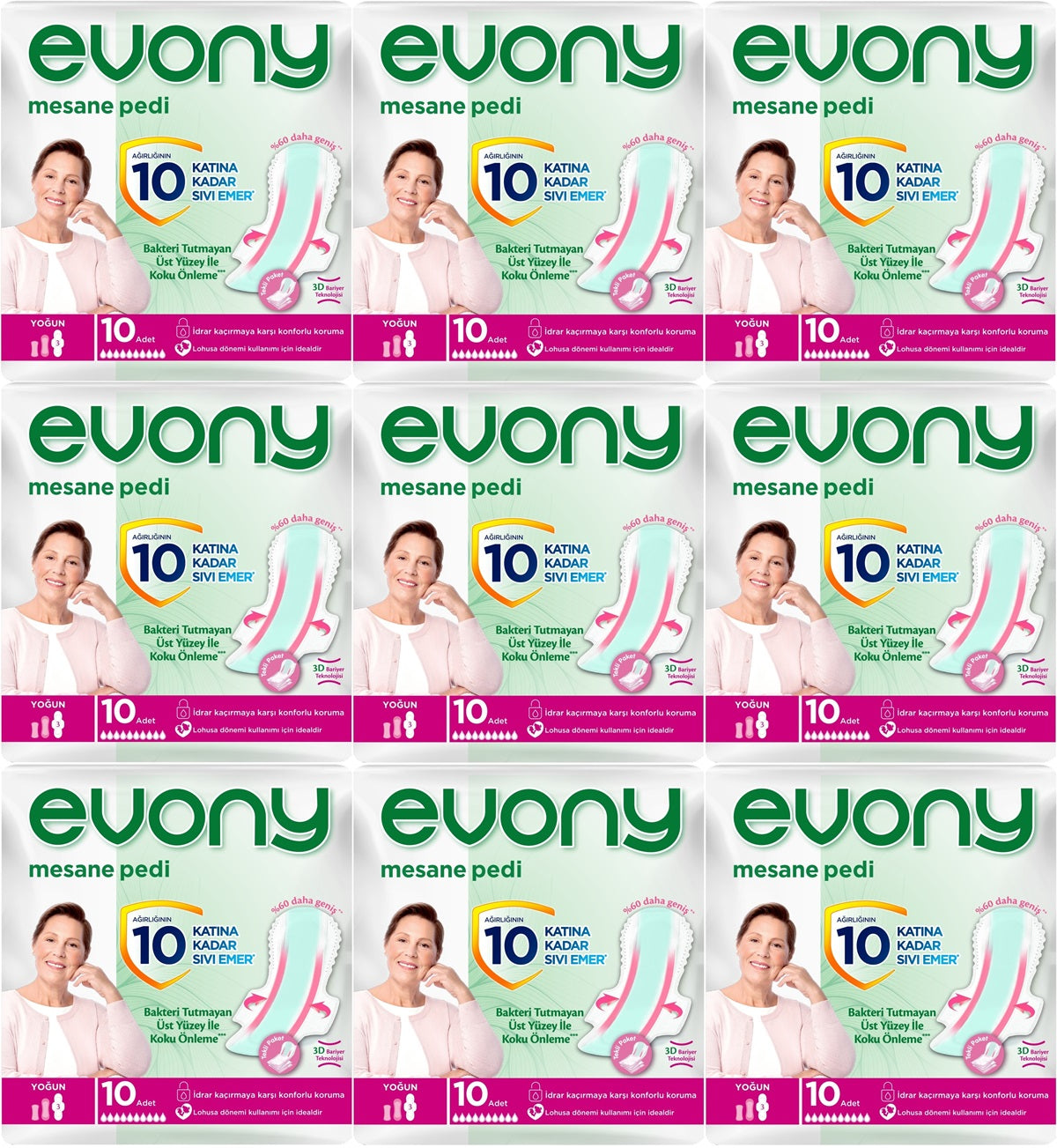 Evony Günlük Mesane Pedi Yoğun 90 Adet (9PK*10)