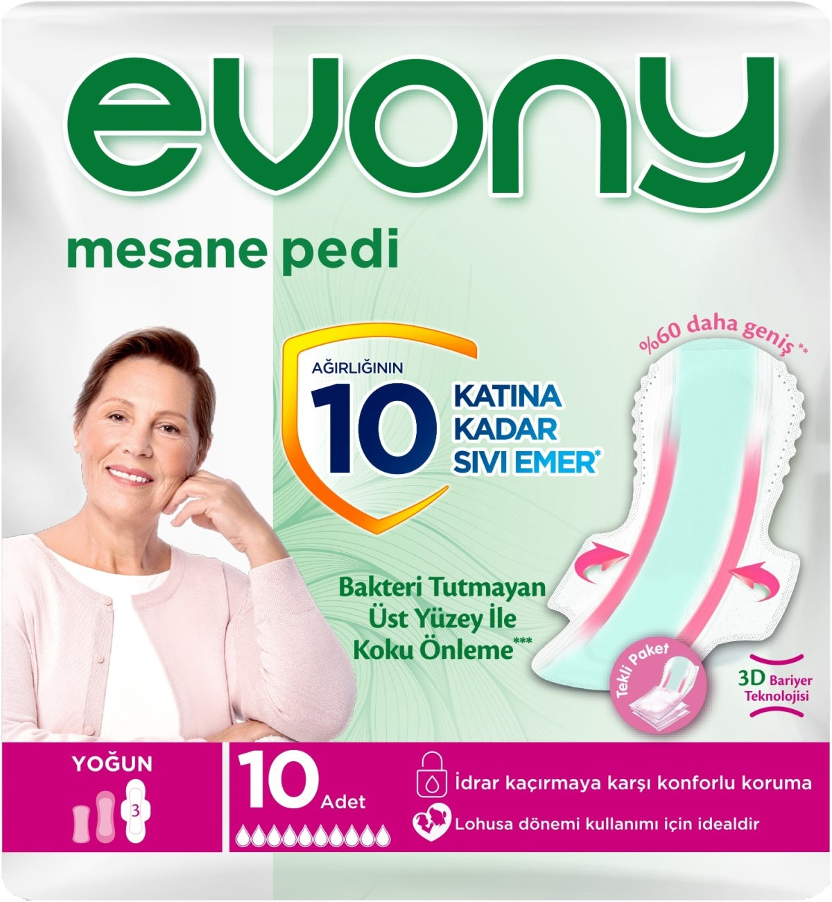 Evony Günlük Mesane Pedi Yoğun (İç Adet 10 Lu) Tekli Pk