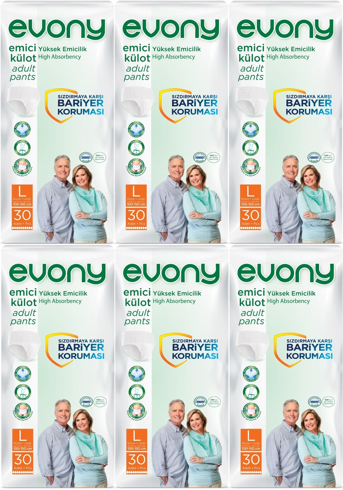 Evony Yetişkin Bezi Emici Külot L - Büyük - Large 180 Adet