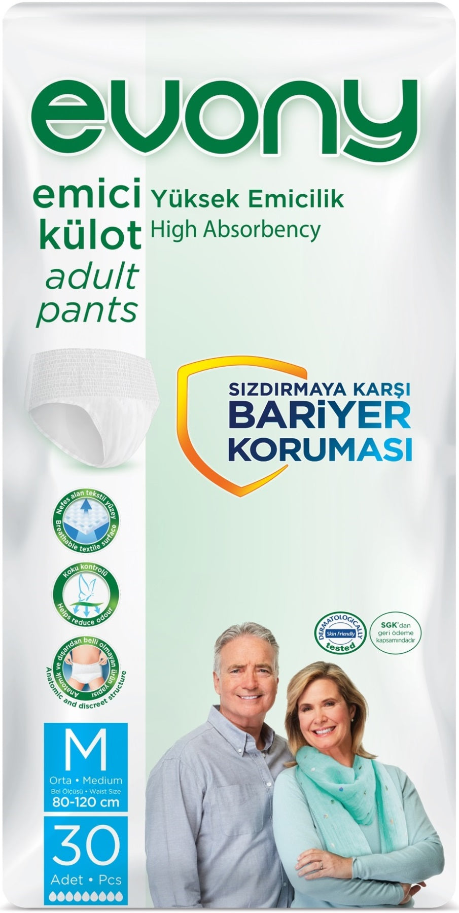 Evony Yetişkin Bezi Emici Külot M - Orta - Medium 30 Adet Tekli Pk