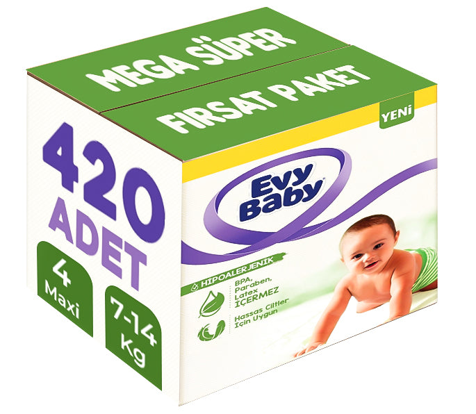 Evy Baby Bebek Bezi 4 Beden 7-14 KG Maxi 420 Adet MeGa Süper Fırsat Pk
