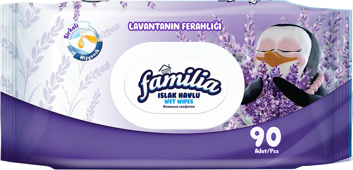 Familia Islak Havlu Mendil Lavantanın Ferahlığı 90 Yaprak Plastik Kapaklı Tekli Pk