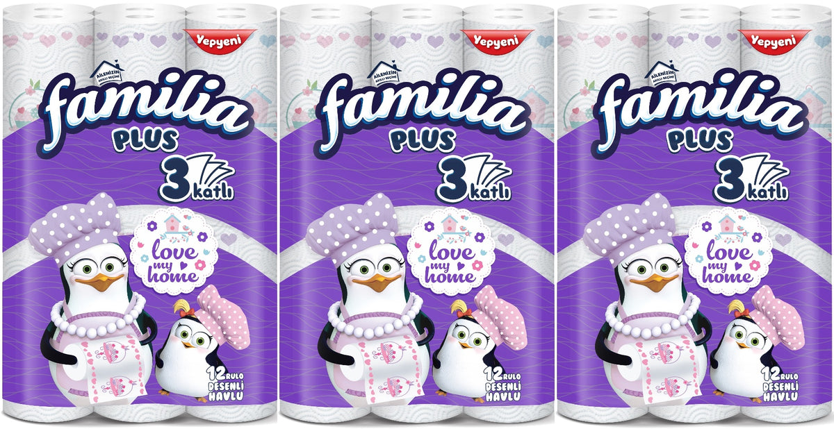 Familia Kağıt Havlu Plus Desenli 36 Lı Pk (3 Katlı) (3PK*12) Love My Home