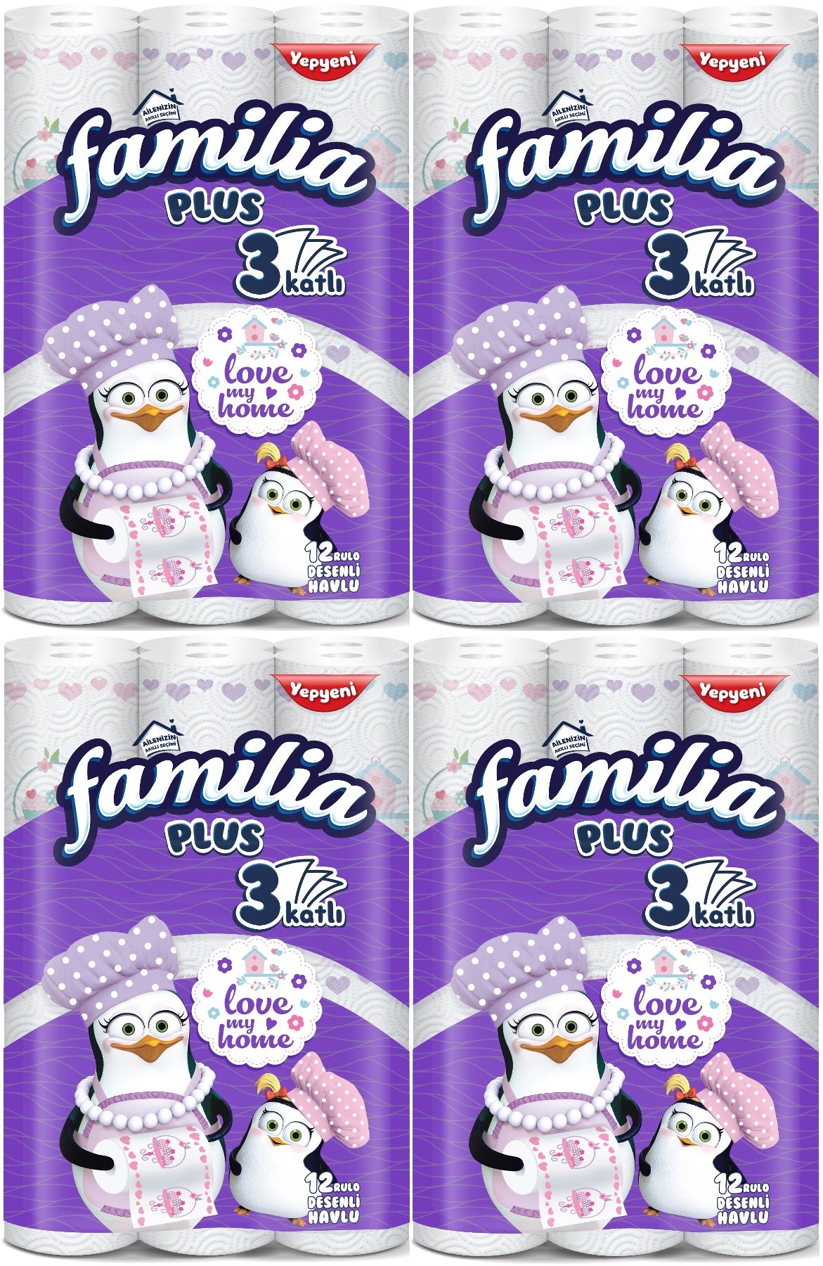 Familia Kağıt Havlu Plus Desenli 48 Li Pk (3 Katlı) (4PK*12) Love My Home