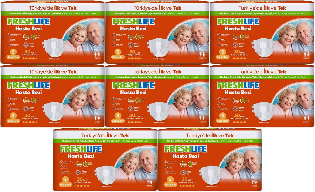 FreshLife Yetişkin Bezi Bel Bantlı S - Küçük - Small 240 Adet (8PK*30)