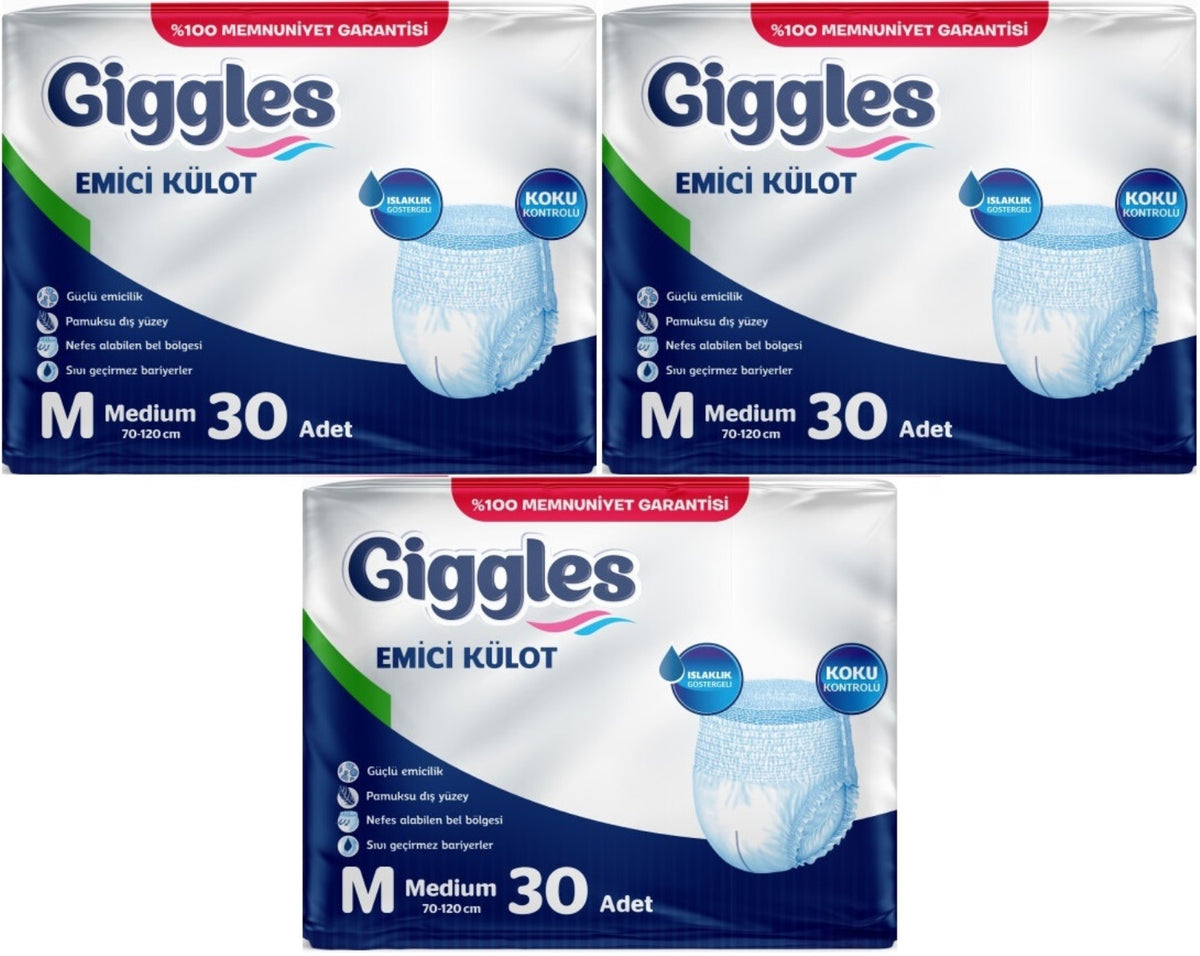 Giggles Yetişkin Bezi Emici Külot M-Orta Medium 90 Adet (3PK*30)