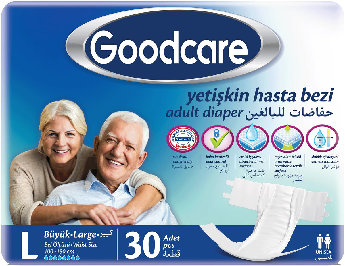 Goodcare Yetişkin Bezi Bel Bantlı Tekstil Yüzey L - Large - Büyük 30 Adet Tekli Pk