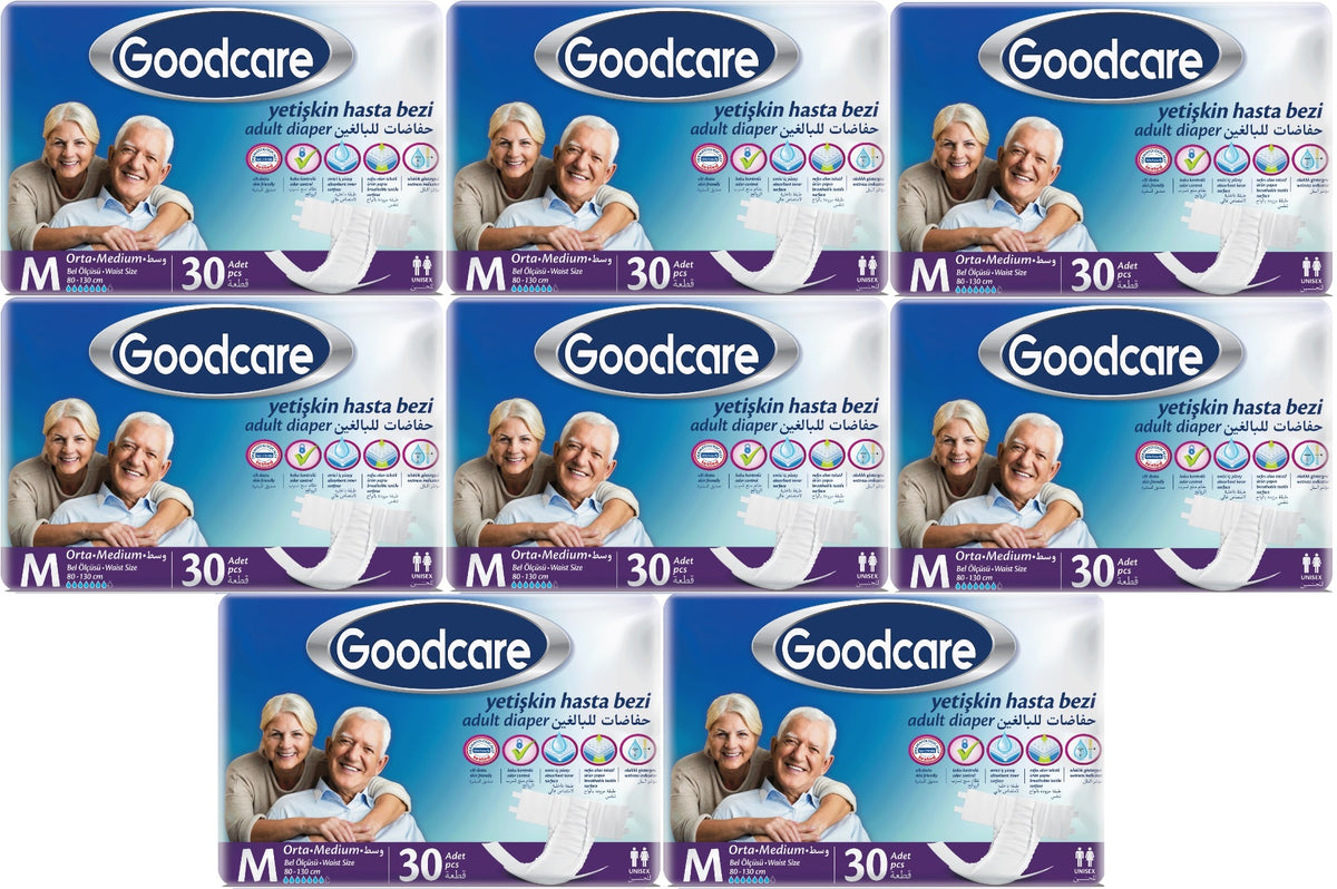 Goodcare Yetişkin Bezi Bel Bantlı Tekstil Yüzey M Medium - Orta 240 Adet (8PK*30)
