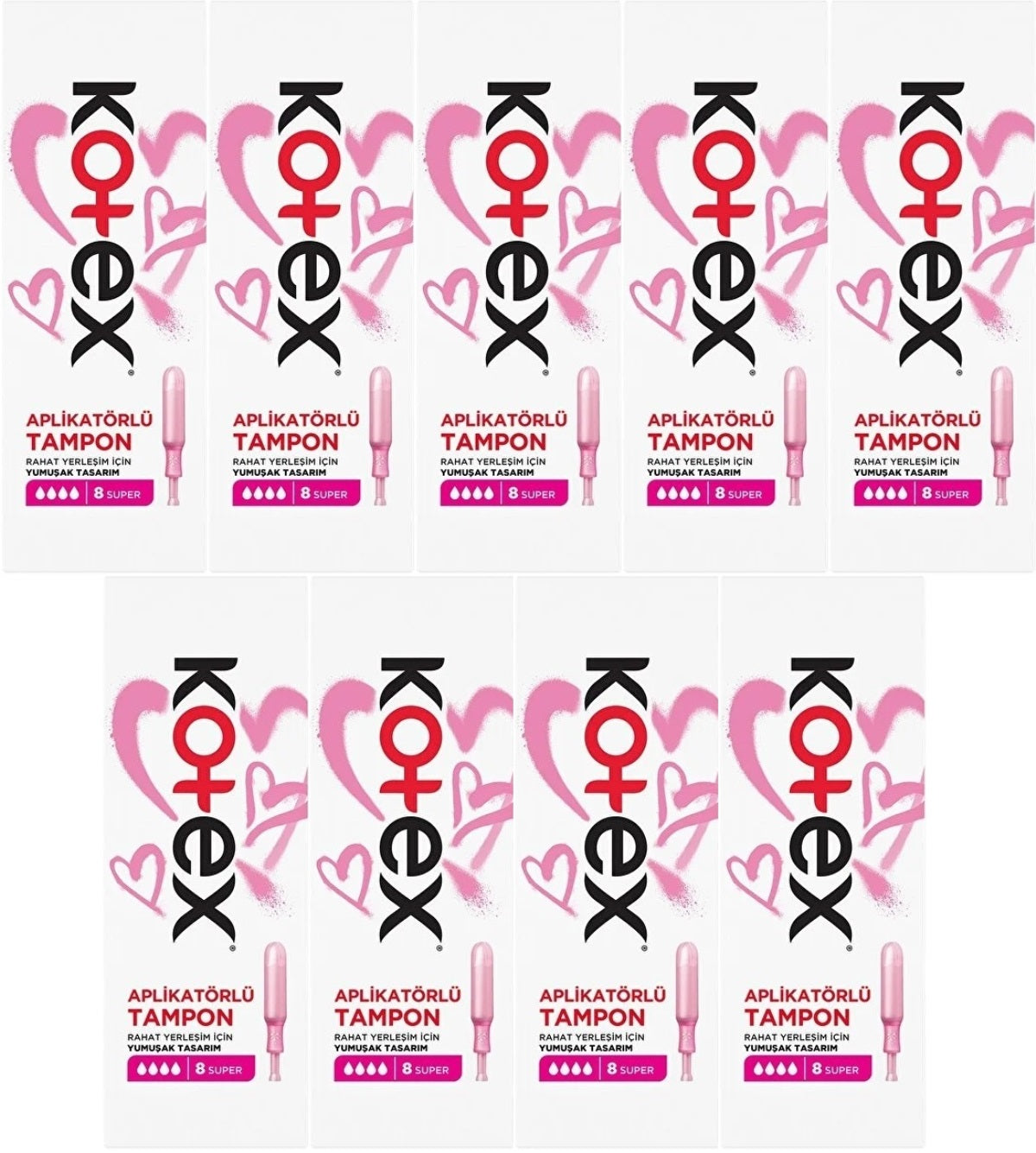 Kotex Aplikatörlü Tampon Süper 72 Li Set (9PK*8)