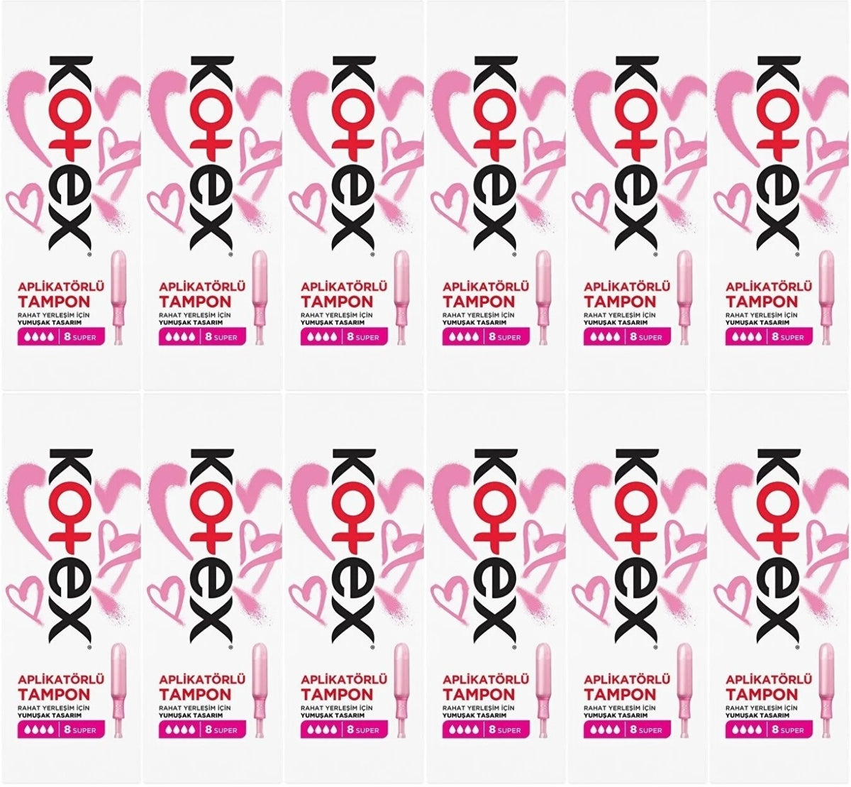 Kotex Aplikatörlü Tampon Süper 96 Lı Set (12PK*8)