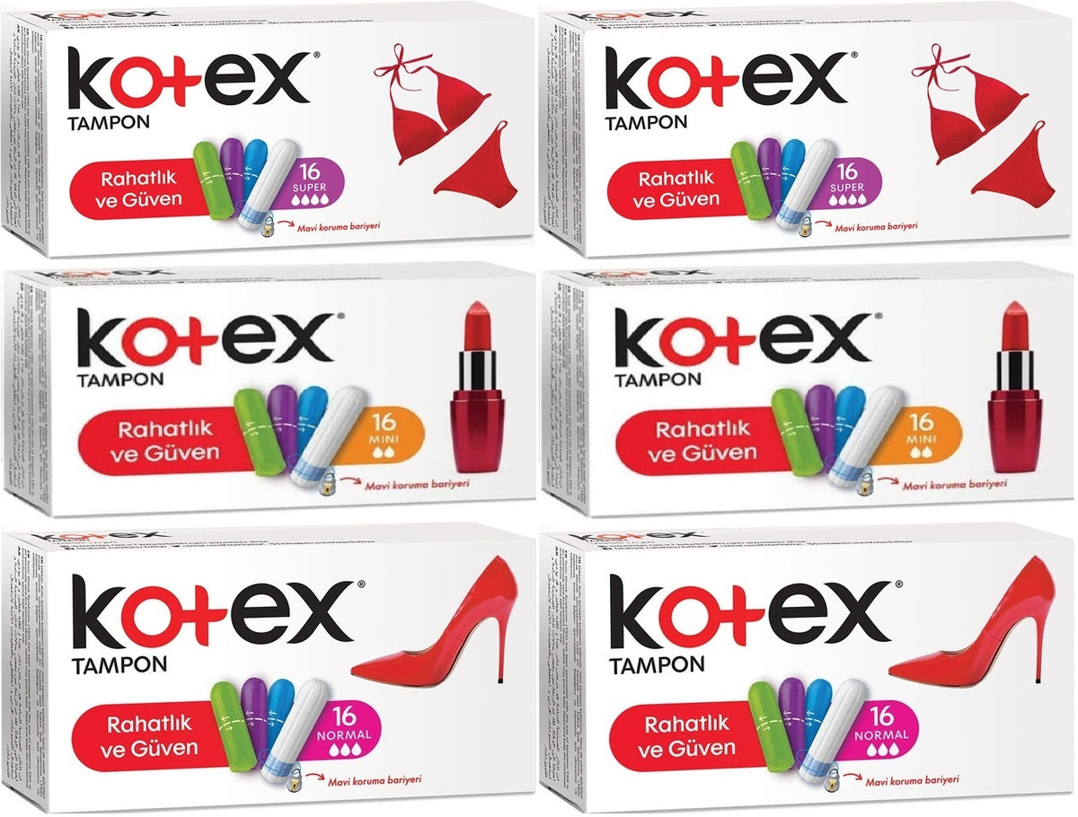 Kotex Tampon Süper - Mini - Normal 96 Lı Karma Set (6PK*16)