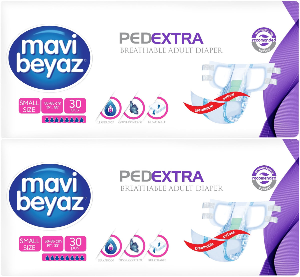 Mavi Beyaz Ped Ekstra Tekstil Yüzeyli Bel Bantlı Yetişkin Bezi S - Small - Küçük 60 Adet