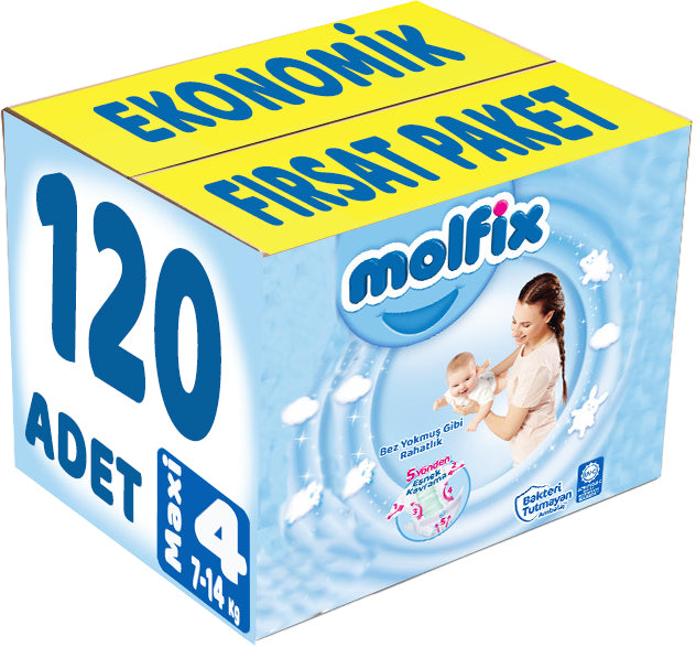 Molfix Bebek Bezi 4 Beden 7-14 KG Maxi 124 Adet Ekonomik Fırsat Pk