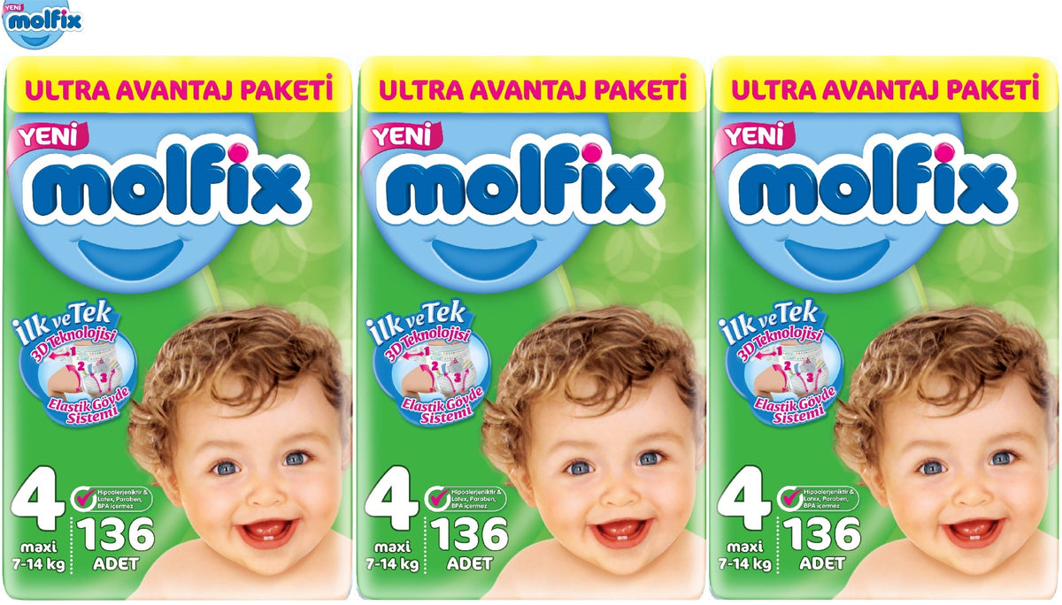 Molfix Bebek Bezi 4 Beden 7-14 KG Maxi 434 Adet MeGa Ultra Avantaj Pk
