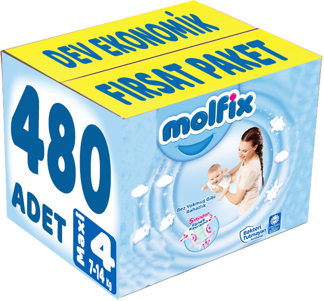 Molfix Bebek Bezi 4 Beden 7-14 KG Maxi 496 Adet Dev Ekonomik Fırsat Pk