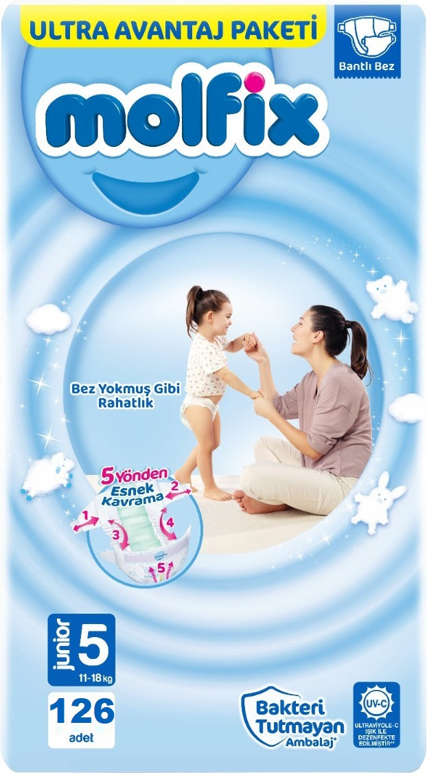 Molfix Bebek Bezi 5 Beden 11-18 KG Junior 126 Adet Ultra Avantaj Pk