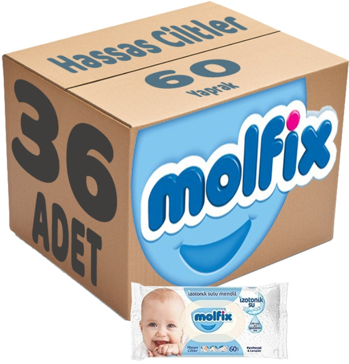 Molfix Islak Havlu Mendil İzotonik Hassas Ciltler 36 Lı Set 60 Yaprak Plastik Kapaklı