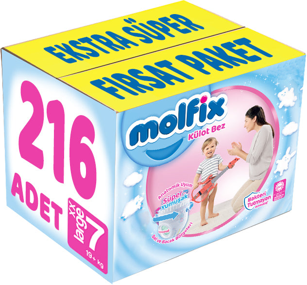 Molfix Külot Bebek Bezi 7 Beden 19+ KG XXLarge 216 Adet Ekstra Dev Avantaj Pk