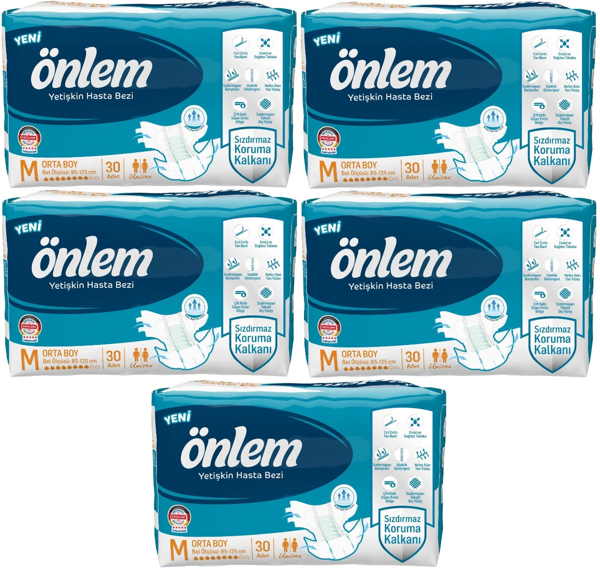 Önlem Yetişkin Bezi Bel Bantlı Tekstil Yüzey M - Medium - Orta 150 Adet (5PK*30)