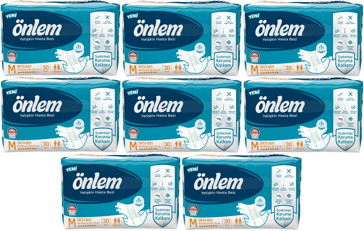 Önlem Yetişkin Bezi Bel Bantlı Tekstil Yüzey M - Medium - Orta 240 Adet (8PK*30)