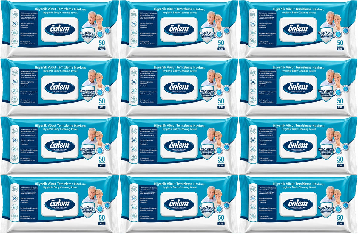 Önlem Hijyenik Vücut Temizleme Islak Mendil Havlu 600 Yaprak (12PK*50)