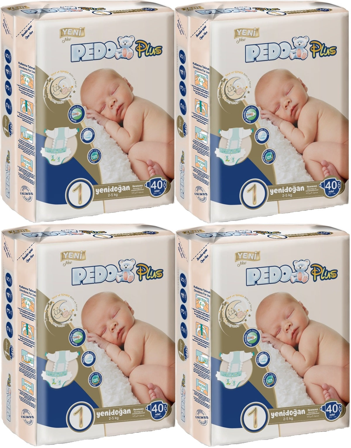 Pedo Plus Bebek Bezi 1 Beden 2-5 KG Yeni Doğan 160 Adet Jumbo Aylık Pk