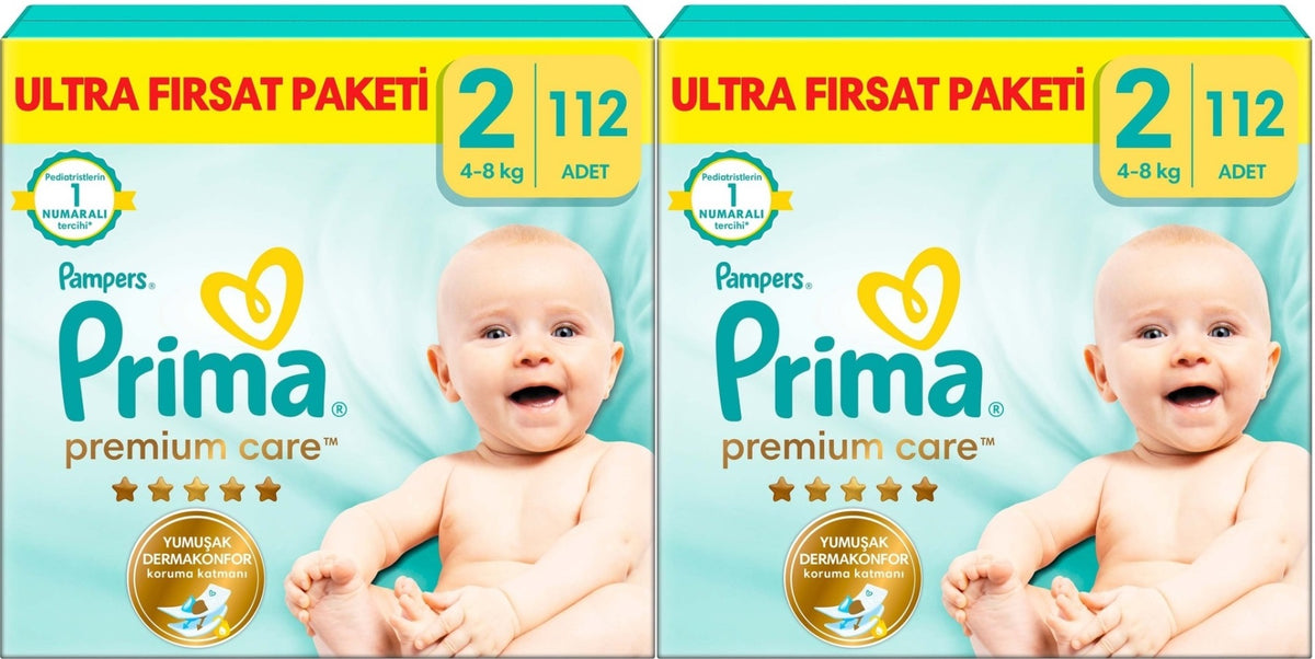 Prima Premium Care Bebek Bezi 2 Beden 4-8 KG Mini 224 Adet Ekonomik Ultra Fırsat Pk
