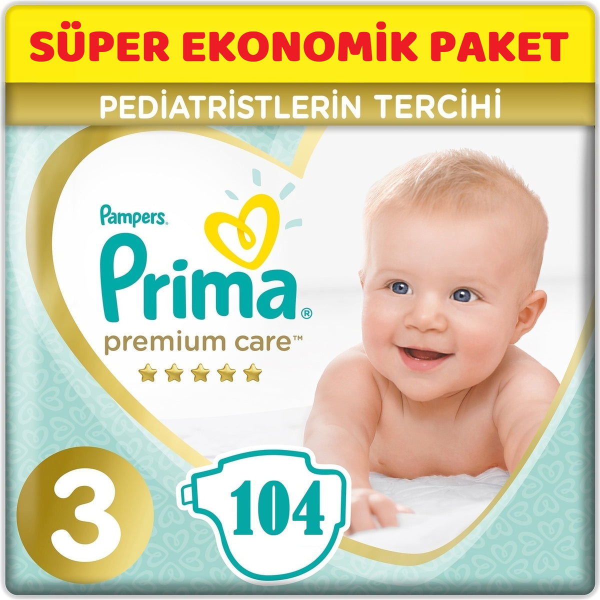 Prima Premium Care Bebek Bezi 3 Beden 6-10 KG Midi 104 Adet Süper Ekonomik Pk