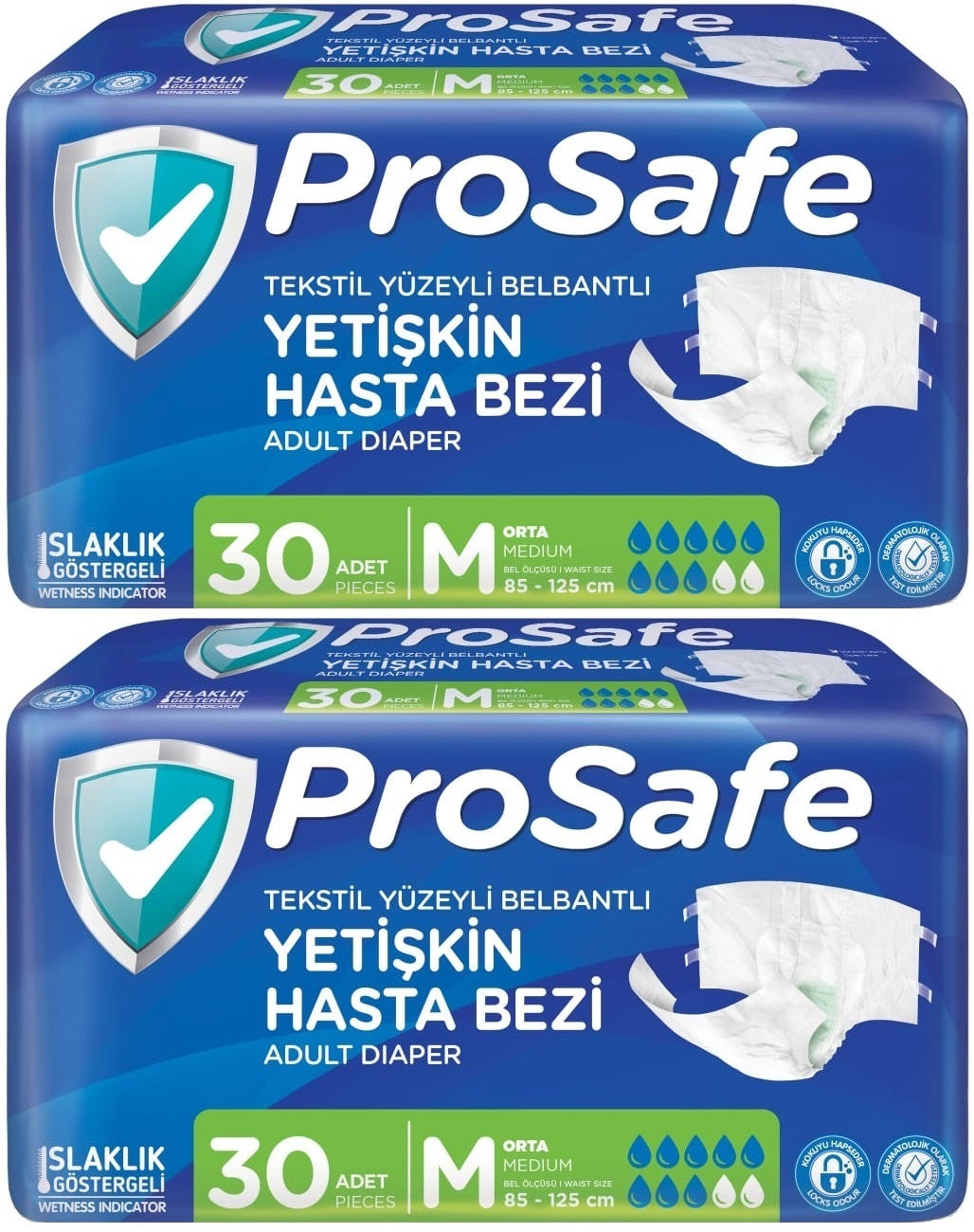 Prosafe Yetişkin Bezi Bel Bantlı Tekstil Yüzey M - Medium - Orta Boy 60 Adet (2PK*30)