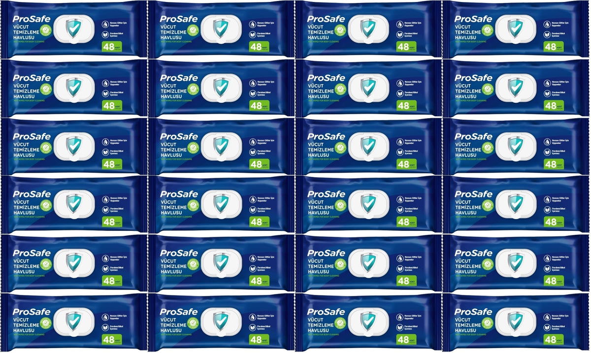 Prosafe Yetişkin Vücut Temizleme Islak Mendil Havlu 48 Yaprak XL (24 Lü Set) Plastik Kapak
