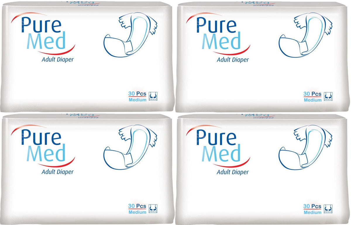 Puremed Yetişkin Bezi Bel Bantlı Tekstil Yüzey M - Orta - Medium 120 Adet (4PK*30)