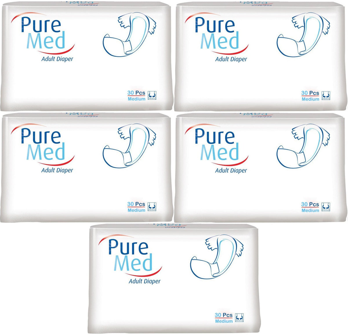Puremed Yetişkin Bezi Bel Bantlı Tekstil Yüzey M - Orta - Medium 150 Adet (5PK*30)