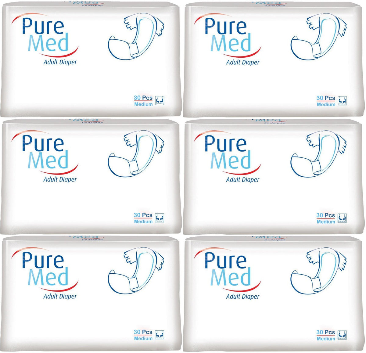 Puremed Yetişkin Bezi Bel Bantlı Tekstil Yüzey M - Orta - Medium 180 Adet (6PK*30)