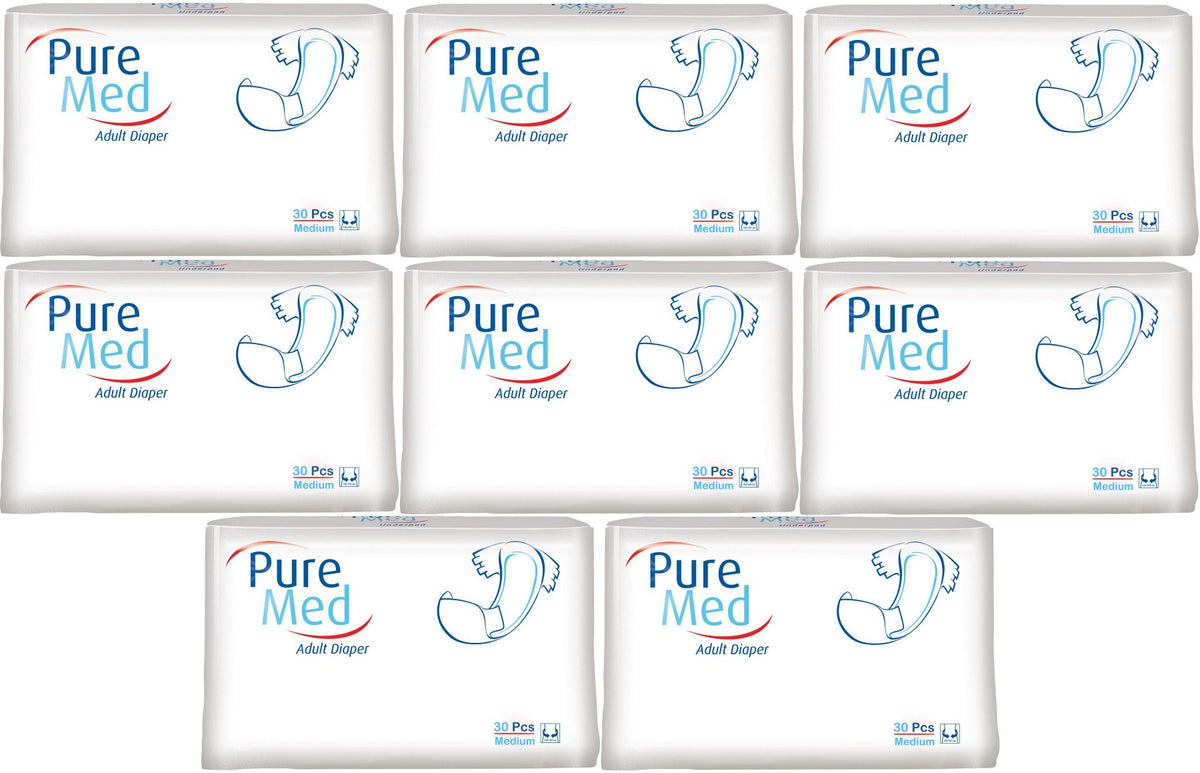 Puremed Yetişkin Bezi Bel Bantlı Tekstil Yüzey M - Orta - Medium 240 Adet (8PK*30)