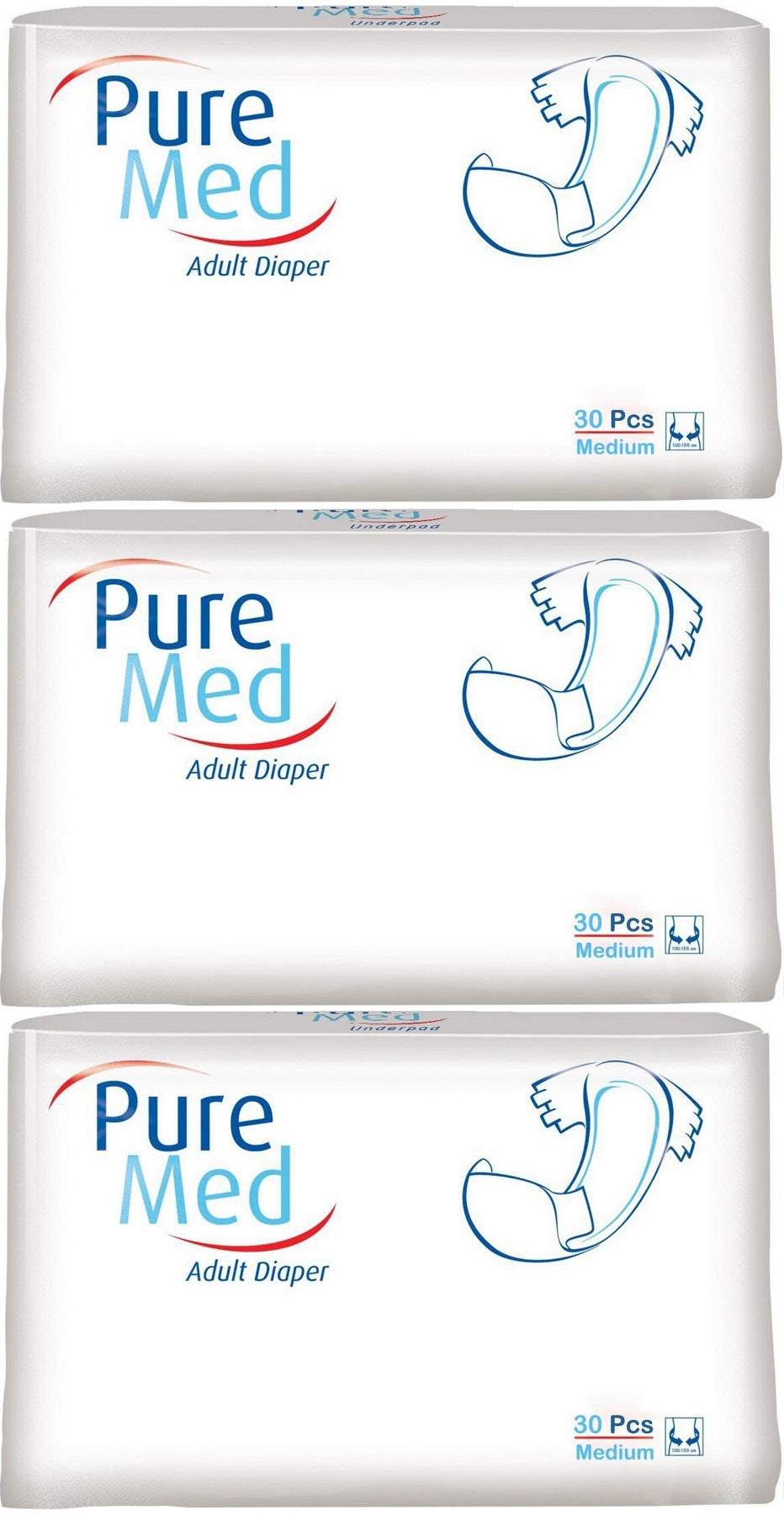 Puremed Yetişkin Bezi Bel Bantlı Tekstil Yüzey M - Orta - Medium 90 Adet (3PK*30)