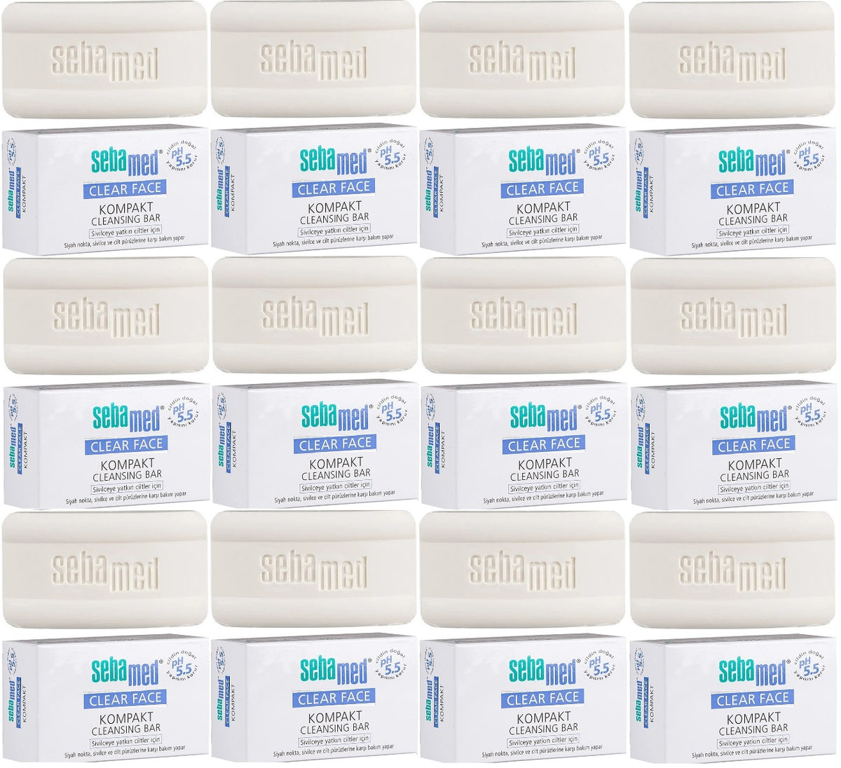 Sebamed Clear Face Kompakt Yüz Temizleme Barı Sabun Sivilceye Yatkın Cilt 100GR (12 Li Set)