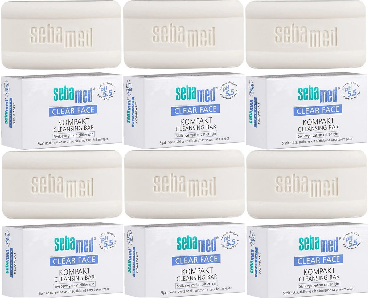 Sebamed Clear Face Kompakt Yüz Temizleme Barı Sabun Sivilceye Yatkın Cilt 100GR (6 Lı Set)