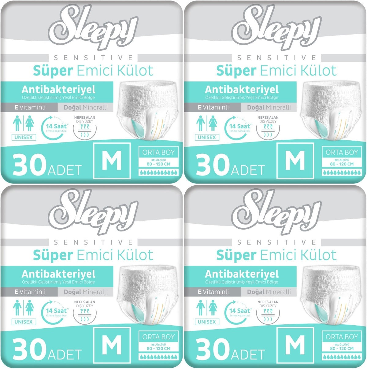 Sleepy Yetişkin Bezi Emici Külot M - Orta - Medium 120 Adet (4PK*30)