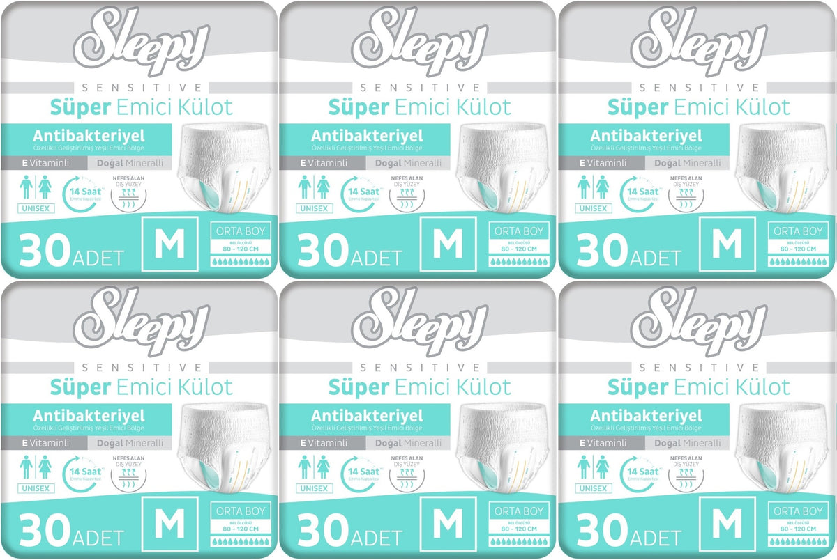 Sleepy Yetişkin Bezi Emici Külot M - Orta - Medium 180 Adet (6PK*30)
