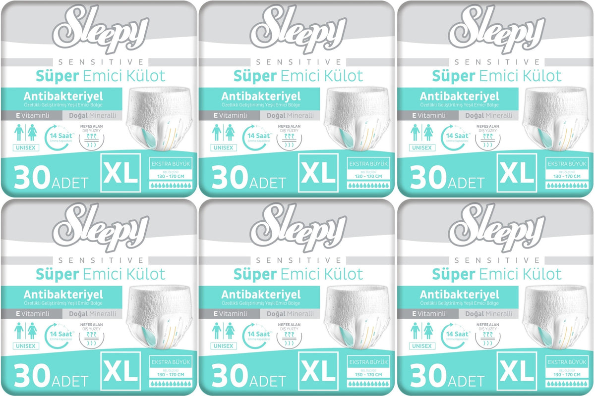 Sleepy Yetişkin Bezi Emici Külot XL - Ekstra Büyük - Extra Large 180 Adet (6PK*30)