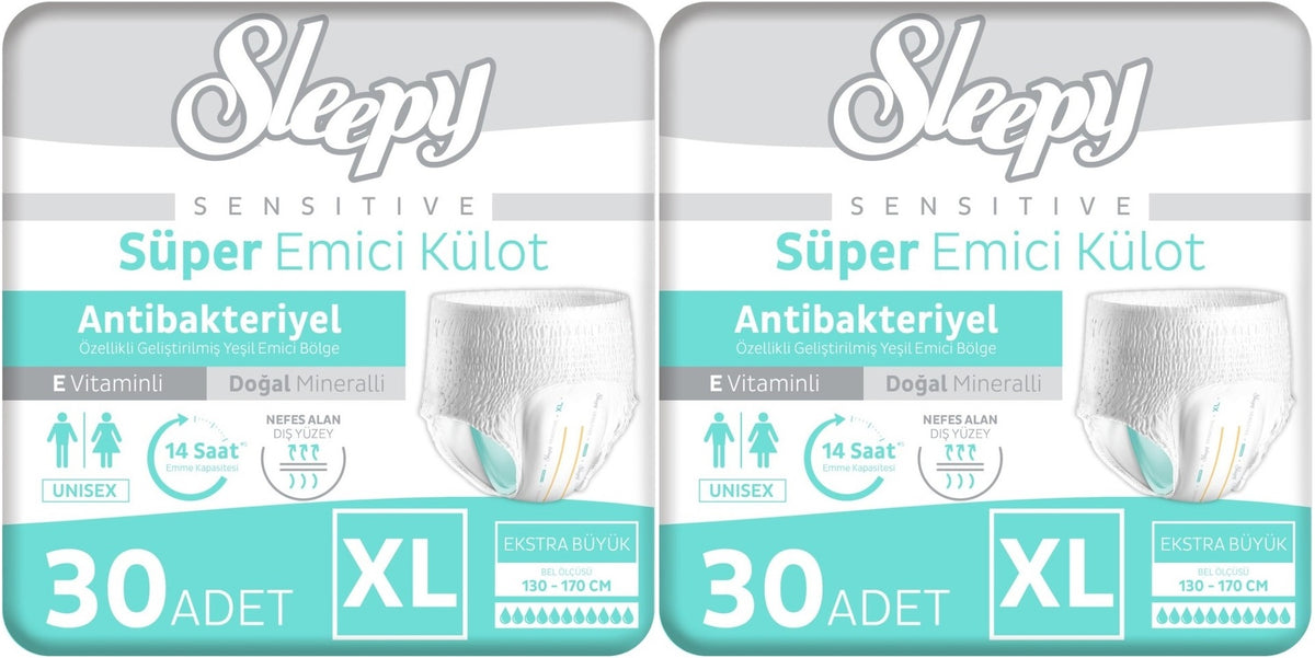 Sleepy Yetişkin Bezi Emici Külot XL - Ekstra Büyük - Extra Large 60 Adet (2PK*30)
