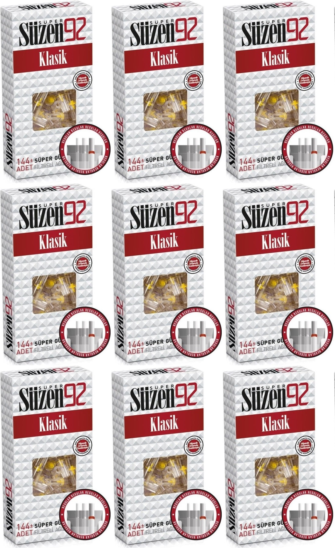 Süzen92 Klasik Sigara Ağızlık Filtresi 1296 Adet Fırsat Pk Kutu (9PK*144)