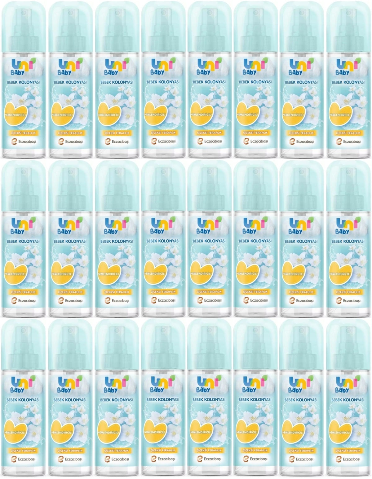 Uni Baby Bebek Kolonyası 150ML Nemlendiricili/Çiçeksi Ferahlık (24 Lü Set)