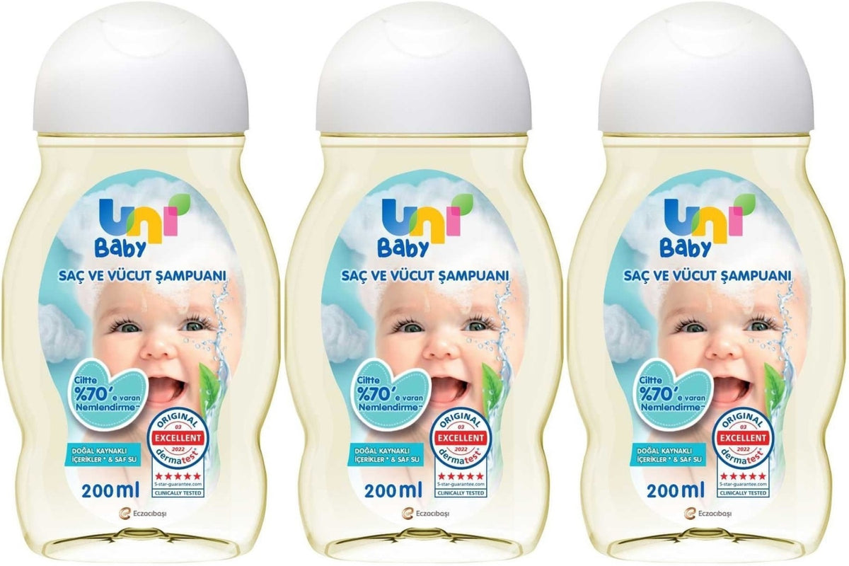 Uni Baby Bebek Saç ve Vücut Şampuanı 200ML Klasik (3 Lü Set)