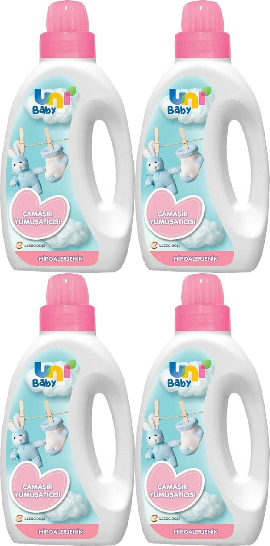 Uni Baby Çamaşır Yumuşatıcı 1500Ml Hassas Ciltler İçin/Hipoalerjenik (Pembe) (4 Lü Set)