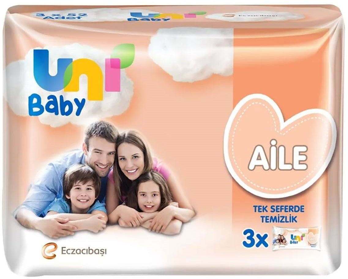Uni Baby Islak Havlu Mendil 52 Yaprak Aile (3 Lü Pk) 156 Yaprak
