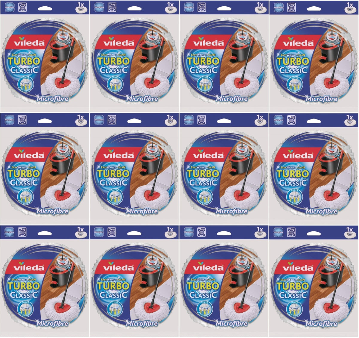 Vileda Turbo Yedek Mop Paspas Ucu (%100 Mikrofiber) (12 Li Set)