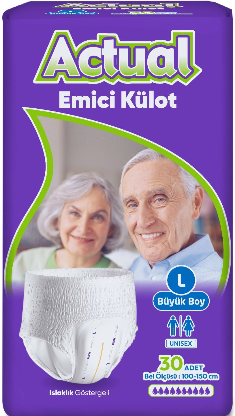 Actual Emici Külot Yetişkin Bezi L - Large - Büyük (30 Adet) (Islaklık Göstergeli)