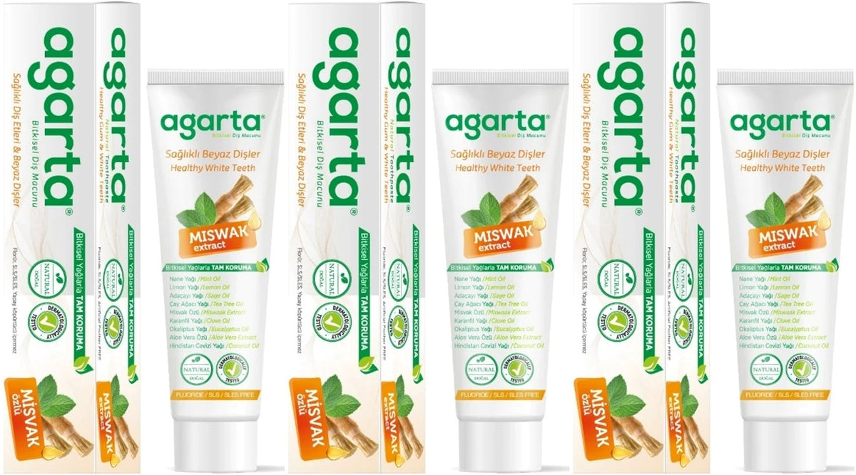 Agarta Doğal Diş Macunu 100ML Misvak özlü (3 Lü Set)